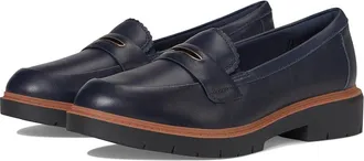 Clarks Westlynn Glow Womens Flat Shoes Navy Leather : 7.5 B - Medium