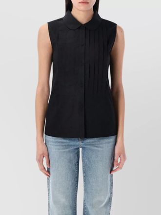 A.P.C. collared pleated sleeveless shirt