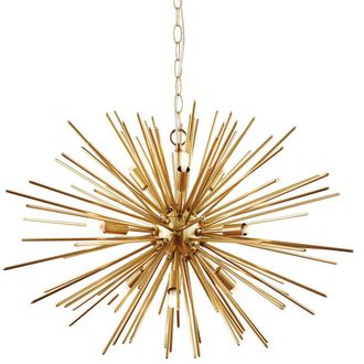 Loops Multi Light Ceiling Pendant 9 Bulb BRASS Feature Chandelier Vintage Metal Lamp in Metallics