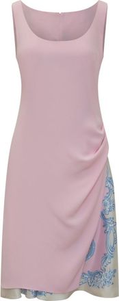 Versace Pink Printed Scoop Neck Midi Dress