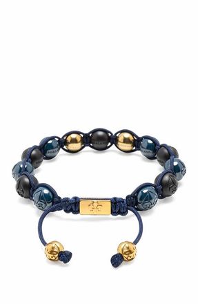 Nialaya Black Blue Ceramic Gold Beaded Bracelet in Black /Blue /Gold at Nordstrom, Size X-Large