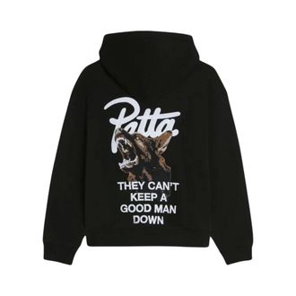 Patta Hoodies & sweatvesten, Heren, Zwart, M, Katoen, Bark Boxy Hooded Sweater