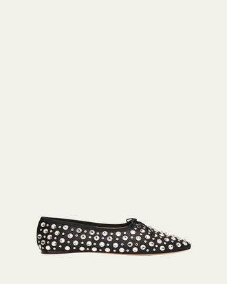 Loeffler Randall Landon Embellished Satin Ballerina Flats