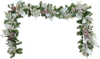 Creative Displays Inc. Handcrafted 9Ft Holiday Garland With Magnolia Leaves, Ornaments & Pinecones