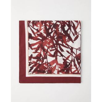 Brunello Cucinelli Womens Bordeaux Printed Cotton Scarf