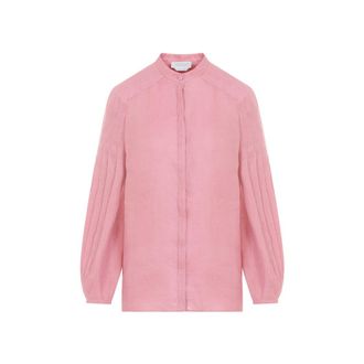 Gabriela Hearst Laetitia Pink Linen Blouse