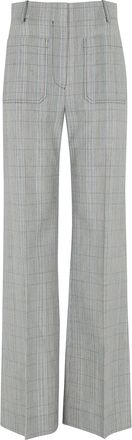 Victoria Beckham Gray Blue Alina Front-Patch Flared Wool Pants