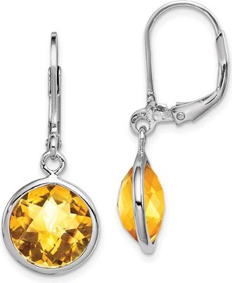 Diamond2Deal Sterling Silver Rhodium-plated Citrine Earrings