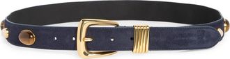 Veronica Beard Arch Stone Embellished Suede Belt in Navy at Nordstrom, Size X-Large