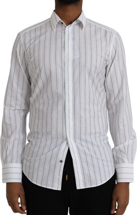 Dolce & Gabbana Mens Pinstriped Cotton Shirt White