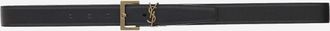 Saint Laurent Mens Belt Cassandre Leather Black Calfskin