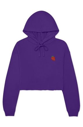 Dalix Strawberry Cropped Fleece Hoodie in Team Purple at Nordstrom, Size Xx-Large