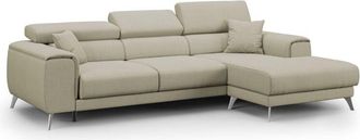 Divani.Store Divani.store - Fusion Sof&aacute; Esquinero Con Asientos Desmontables En Tela Suave Antimanchas 260 Cm Izquierdo Crema