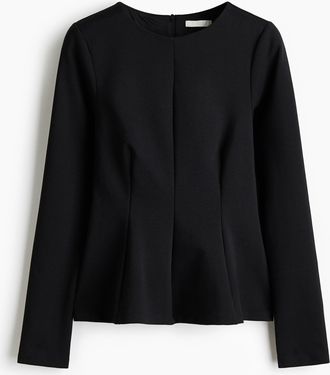 H&M Peplumshirt aus Jersey - Schwarz