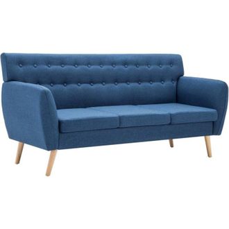 vidaXL Vidaxl - Sof&aacute; De 3 Plazas Tapizado De Tela Azul 172x70x82 Cm