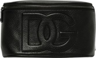 Dolce & Gabbana Tassen, Heren, Zwart, ONE Size, Leer, Belt Bag Embossed Logo