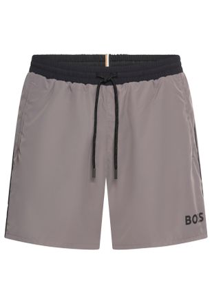 HUGO BOSS Badeshorts BOSS Starfish, Herren, Gr. S (48), N-Gr, grau (open grau 062), Microfaser, Microfaser, Badehosen Badeshorts, mit Kontraststreifen