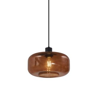 QAZQA Qazqa Retro/vintage L&aacute;mpara Colgante Retro Negra Con Cristal Bronce - Bizle Met&aacute;lica /vidrio Redonda Adecuado Para Led Max. 1 X 15 Watt