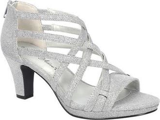 Easy Street Amaze Caged Heeled Sandal - Multiple Widths Available in Silver Glitter at Nordstrom, Size 6.5