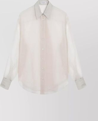 Brunello Cucinelli silk shirt with monile detail and long sleeves