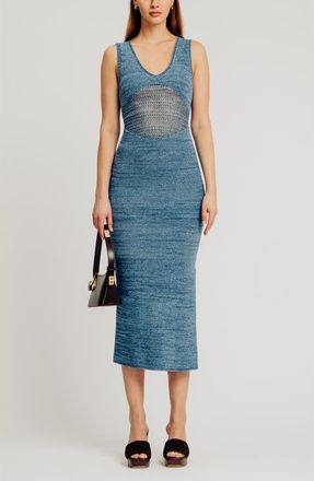 Ronny Kobo Melanie Crochet Body-Con Midi Dress in Denim Blue/Sky Blue at Nordstrom, Size X-Small