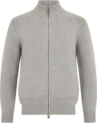 Fedeli Zip Cardigan - Heren - Vesten - Grijs - L - Katoen - Truien & Vesten