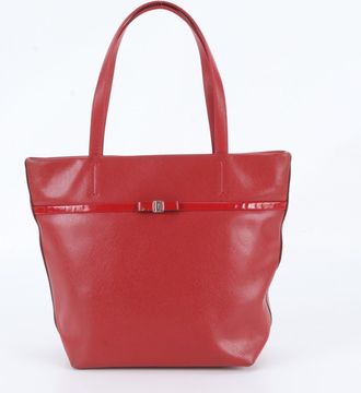 Ferragamo Red Color Leather Handbag Shoulder Bag Tote Bag (Pre-Owned)