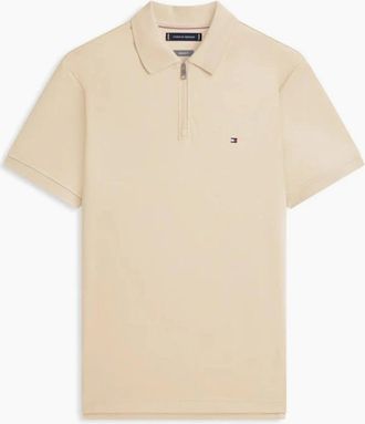 Tommy Hilfiger Mens Tommy Hilfiger Interlock Zip Reg Polo RBT Sandalwood - Tan - Size: 44