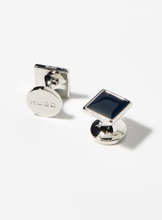 HUGO BOSS Mens Square black cufflinks