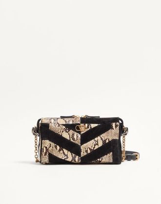 Valentino Garavani Valentino Garavani Panthea Small Shoulder Bag In Python And Suede With A Chevron Pattern Wo