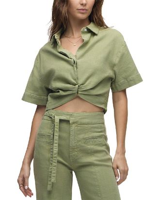 Hudson Knotted Button Down Linen-Blend Shirt