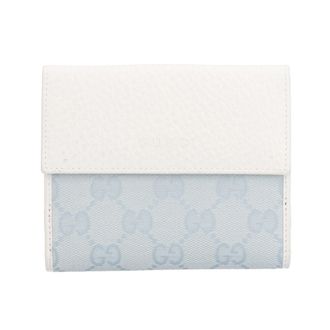 Gucci Light Blue White Gg Canvas Leather Wallet (Bi-Fold) (Pre-Owned)