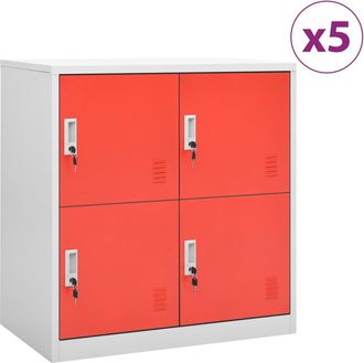 vidaXL Vidaxl - Armarios Taquilla 5 Uds De Acero Gris Y Rojo 90x45x92,5 Cm