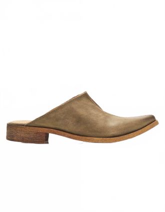 Free People Womens Leather Harlow Split Seam Mule Shoe In Washed Olive