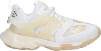 Balenciaga Witte sneakers met heldere zool Modern ontwerp - Heren - Sneakers - Wit - 42 EU - Polyester - Schoenen
