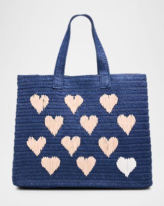 BTB Los Angeles Embroidered Heart Beach Tote Bag