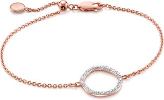 Monica Vinader Rose Gold Riva Circle Diamond Bracelet Diamond