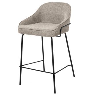 Koketto Home Taburete bajo tapizado topo y con patas negras