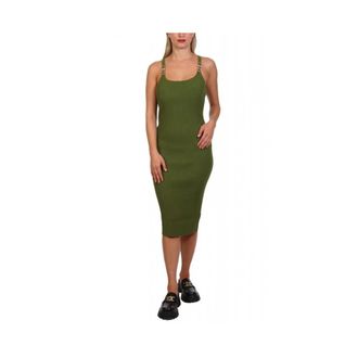 Michael Kors Kleedjes, Dames, Groen, L, Polyester, Geribbelde Stretch Knit Midi Tank Jurk