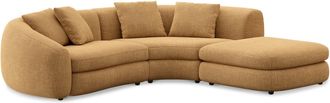 Castlery Fable Single Arm Sectional Sofa Right Facing Customized, (Washed Chenille) Caramel, Machine Washable, Ultra Deep Seats for Brown