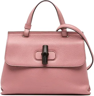 Gucci Pre-owned Womens Bamboo Top Handle Leather Bag - Rose Gold - One Size