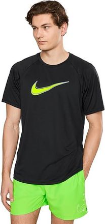 Nike Hydroguard Outline Swoosh Dri-FIT UV Short Sleeve Mens Swimwear Black : 2XL, Polyester