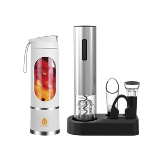 Pursonic Premium Wine & Juice Duo: Electric Wine Opener + Travel Juicer Blender