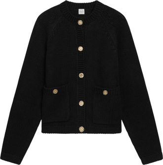 Toteme Katoenen Cardigan met Gehamerde Knopen - Dames - Vesten - Zwart - S - Katoen - Truien & Vesten