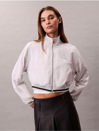 Calvin Klein Jeans Calvin Klein Womens Woven Cropped Relaxed Track Jacket - White - XS