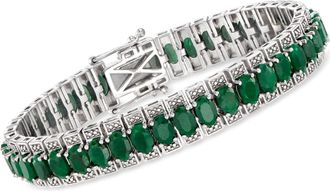 Ross-Simons Emerald Tennis Bracelet in Sterling Silver