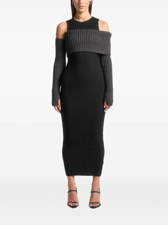 Manière De Voir Overlay gebreide midi-jurk - Zwart