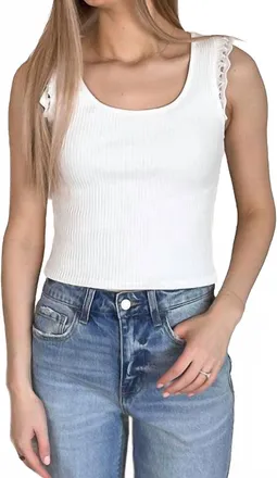 So Me Fluttery Crochet Sleeve Tank Top In Off White