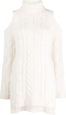 P.A.R.O.S.H. cold-shoulder cable-knit jumper - women - Cotton/Polyamide/Alpaca - S - White