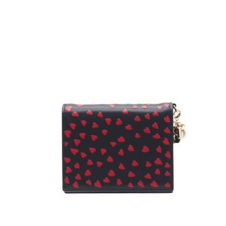 Dior Navy Red Color Leather Wallet (Bi-Fold) (Pre-Owned)